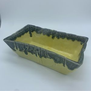 Vintage MCM Green Yellow Drip Glaze Planter Cookson 225